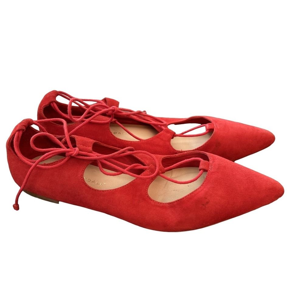 Loeffler Randall Flats 8.5B Ambra Poppy Red Suede Ballet Shoes Pointed Preppy